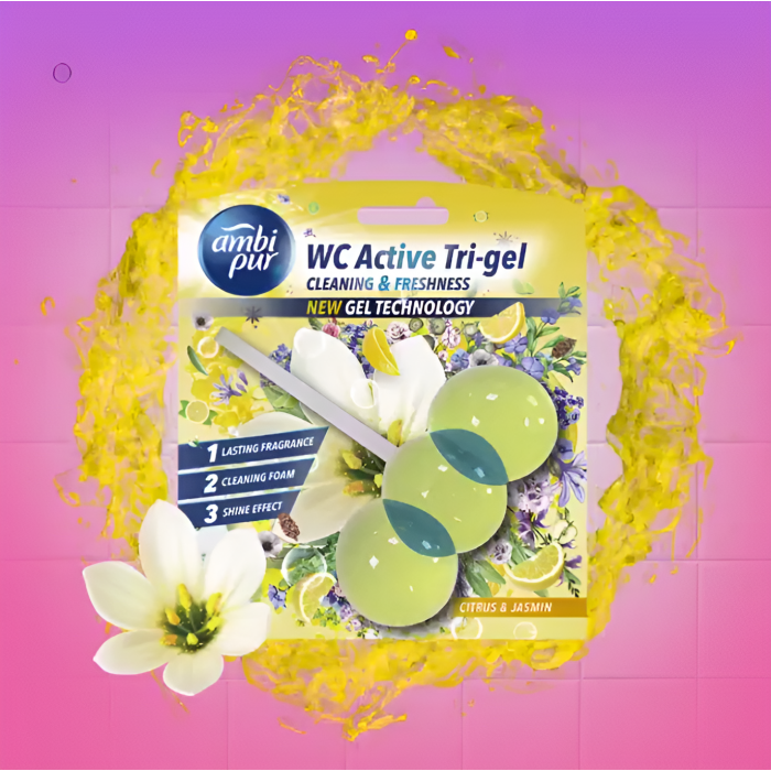 Гелевий підвісний блок для туалету Ambi Pur WC Active Tri-gel Цитрус і жасмин, 45 г (825029) - 